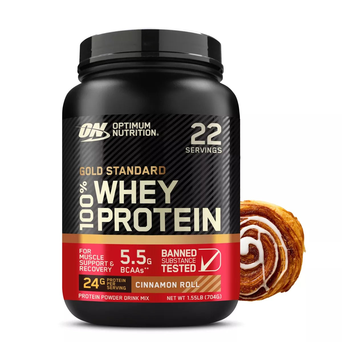 Optimum Nutrition Gold Standard 100% Whey Protein, Cinnamon Roll, 1.5 LB