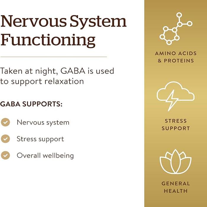 Solgar Gaba, 500 mg, 100 Vegetable Capsules, Support The Nervous System