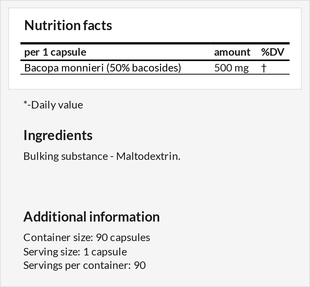 Bacopa Monnieri - Memory & Anxiety Supplement - nutrimarketae