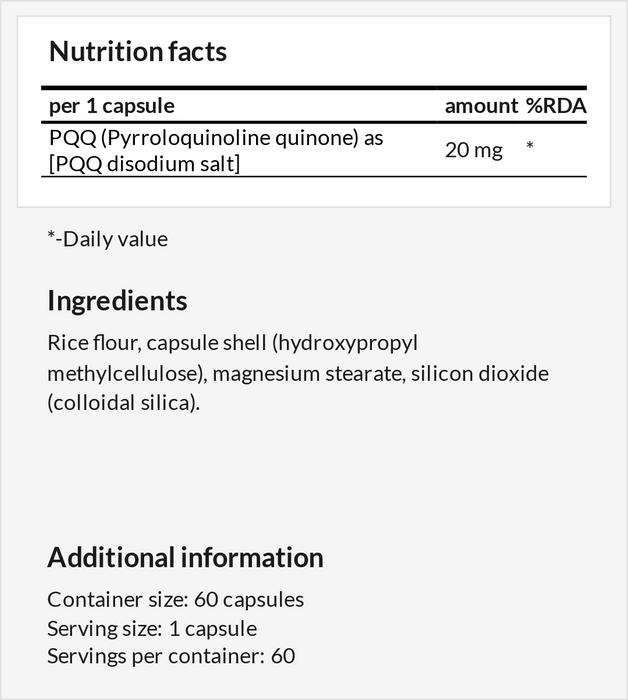 PQQ - Brain Booster & Anti-aging Supplement - nutrimarketae