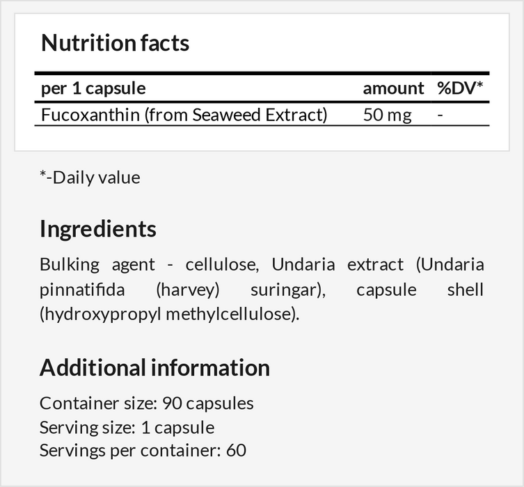 Fucoxanthin - Metabolism & Weight Loss Supplement - nutrimarketae