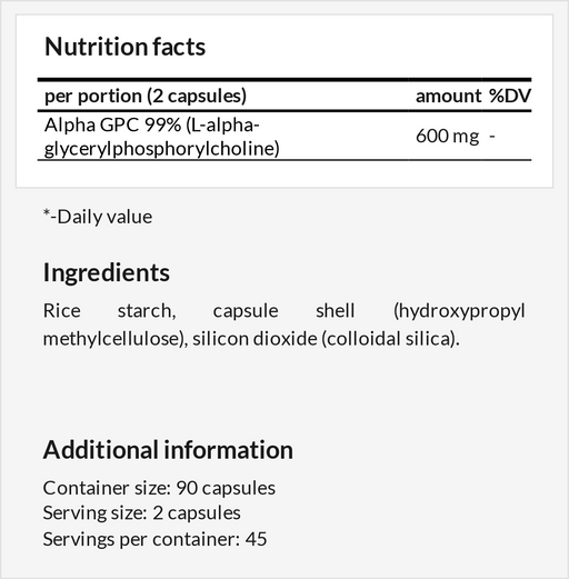 Alpha GPC - Momory & Brain Booster - nutrimarketae