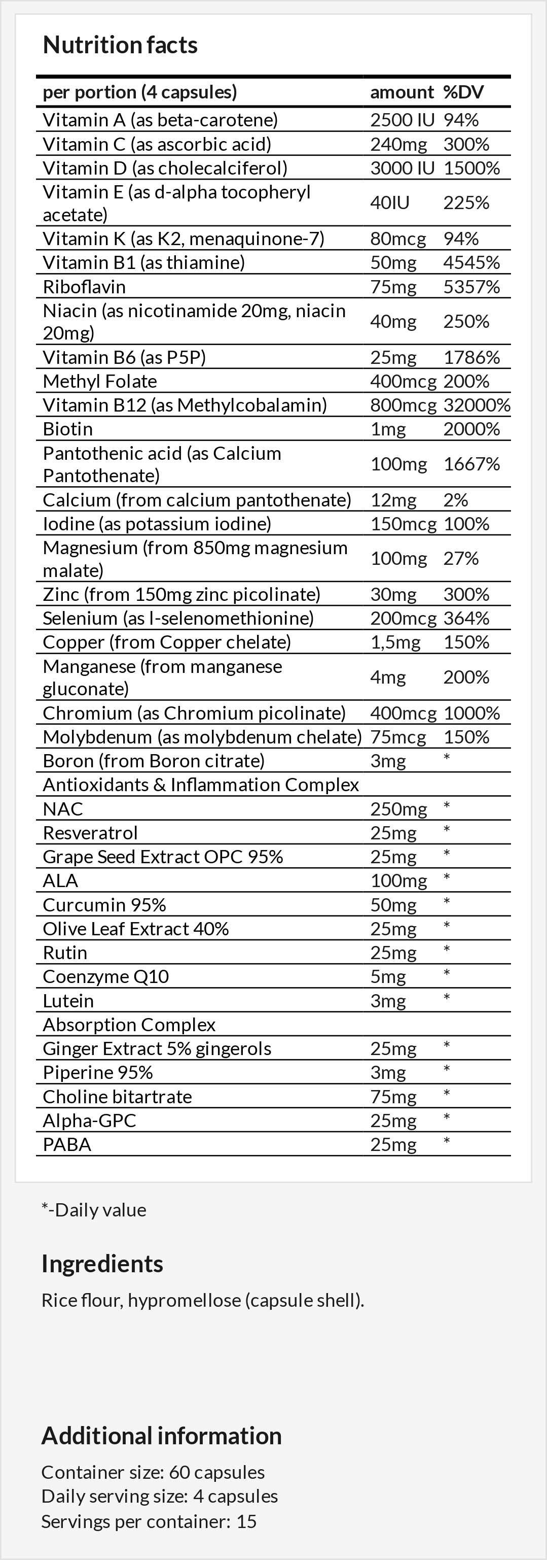 Diamond Multi-vitamin - Brain & Immune Support - nutrimarketae