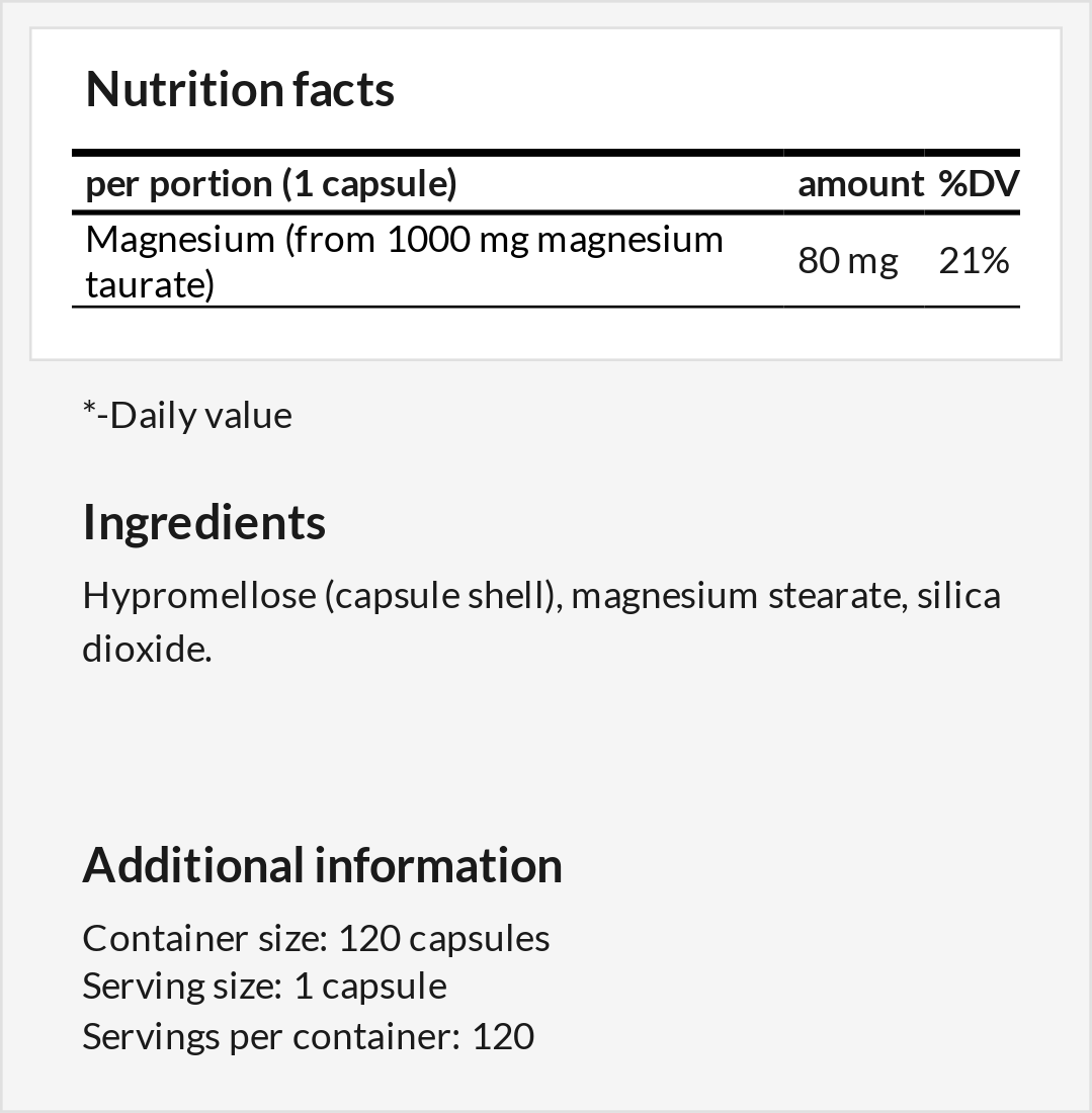 Magnesium Taurate - Metabolism Supplement - nutrimarketae