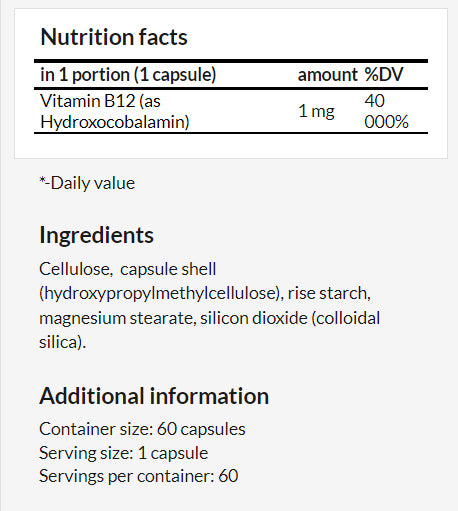 Hydroxocobalamin - Multi-Vitamin & Brain Bosster - nutrimarketae